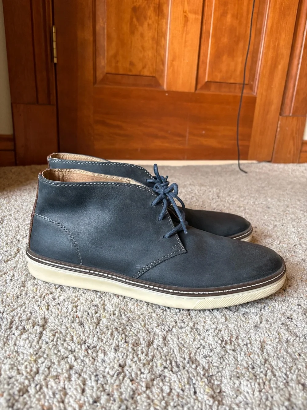 Johnston & Murphy Sheepskin Lined Leather Chukka Boots Men’s 10M Navy Brown